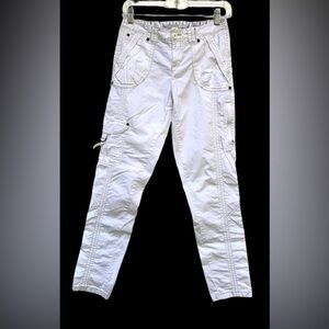 Anthropologie Marrakech Women's Pants Size 26 White Cotton Blend Pockets Straigh